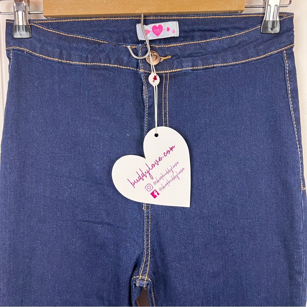 Buddy Love Moonshine High-Waisted Flare Jeans Dark Wash Hippie Festival Size 28 - Picture 6 of 11